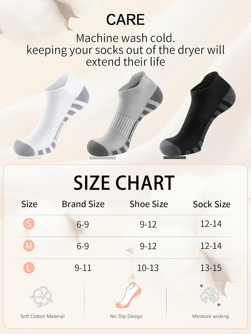 Airacker Athletic Running Ankle Cotton Socks, Low Cut Cushioned functional Anti-Blister Tab Sports Socks for Men Women 6pairs - Image 5